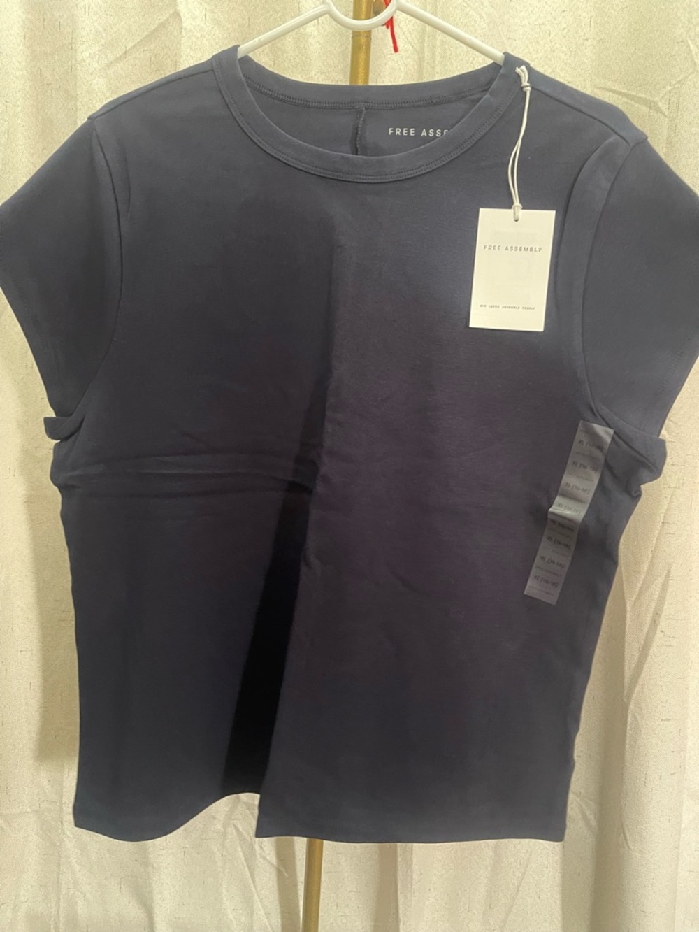 Free Assembly Women's Navy Short Sleeve Crewneck Tee
